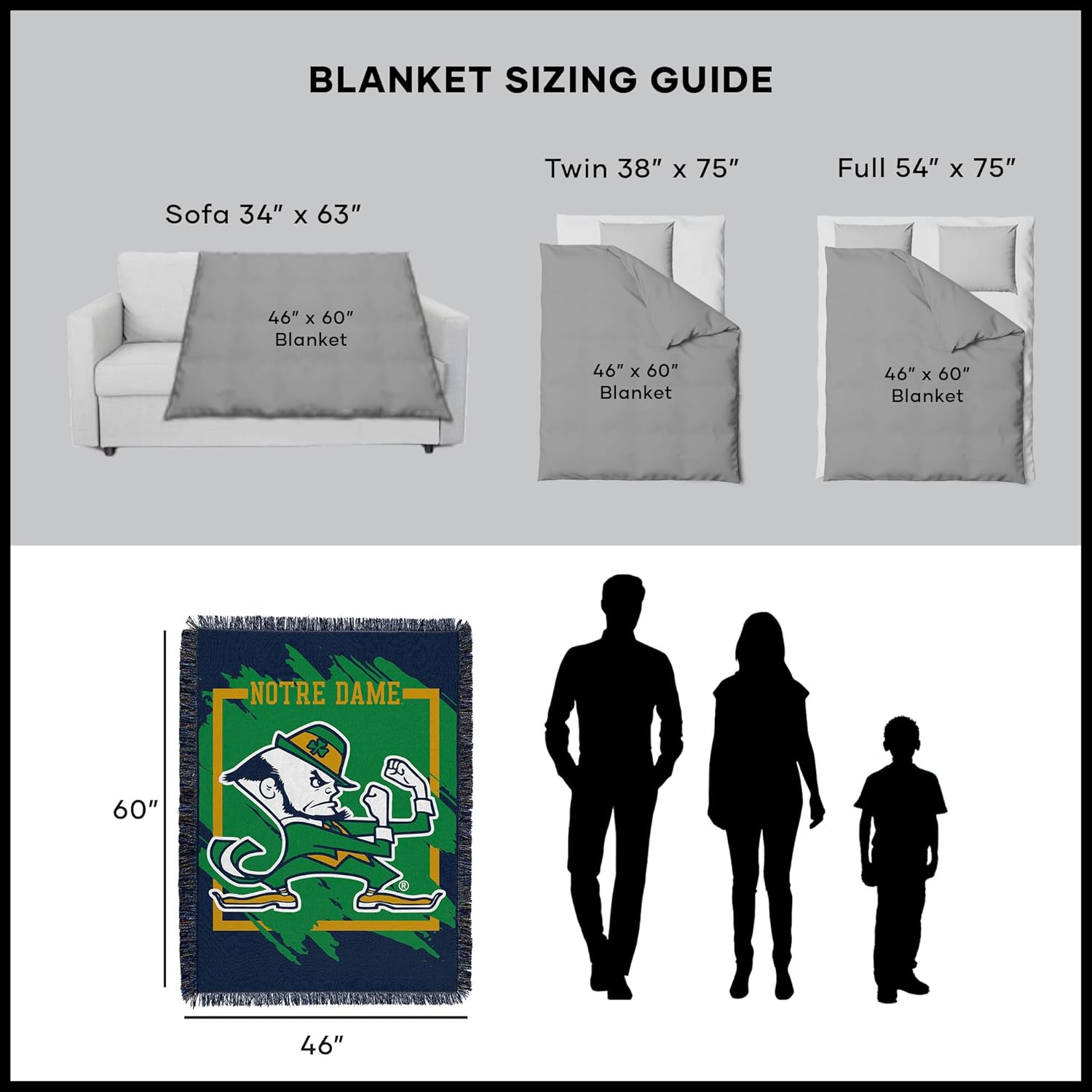 Northwest The Company Micro Raschel Throw Dimensional - Notre Dame - Image 5