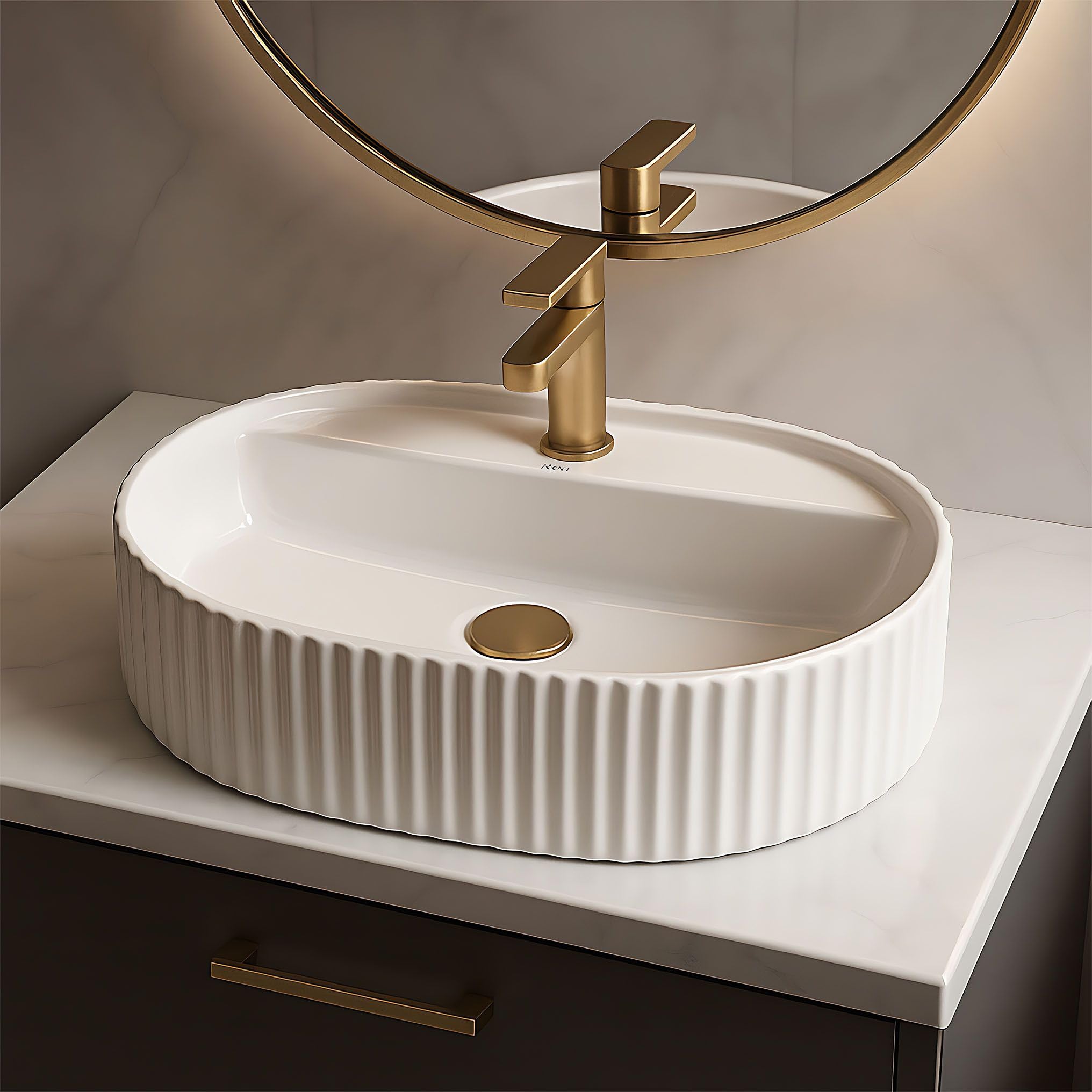 Rea - Lavabo ovale Marcela 50, 50 x 35,5 x 13,5 cm, Blanc