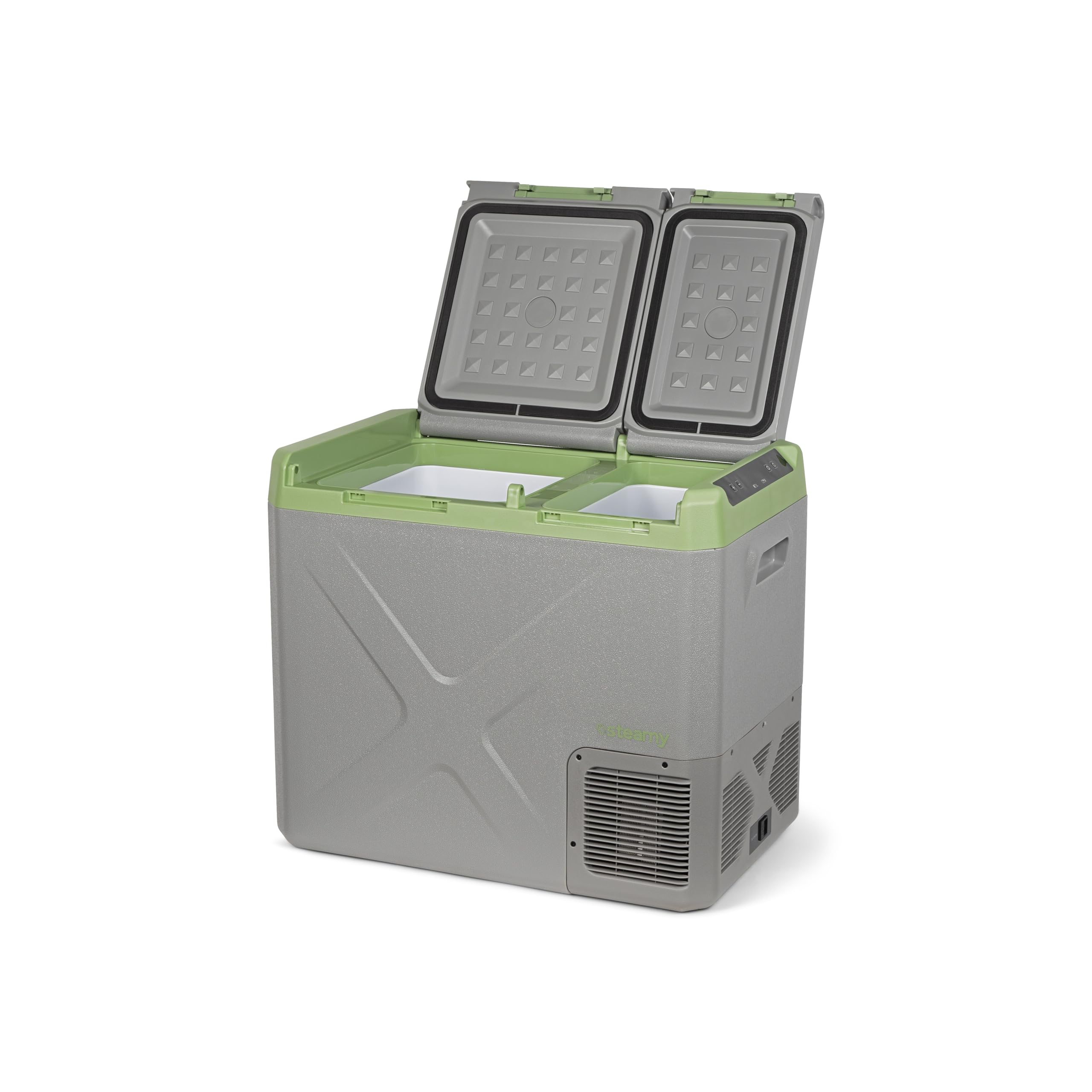 Steamy-E Single Zone Elektrische Kompressor Kühlbox, 40 Liter, Grau, 12V/24V/230V, zum Gefrieren und Kühlen, für Auto, Camping, Urlaub, Boot