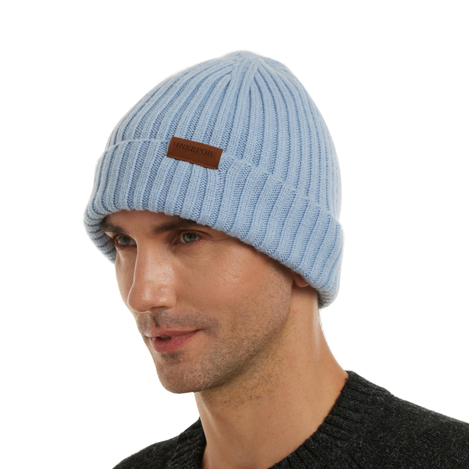 ineepor Cappello Invernale Uomo Donna Lana Merino Beanie Hat Berretto a Maglia Unisex Corto Chapeau Caldo Elegante Morbido Pile Fodera