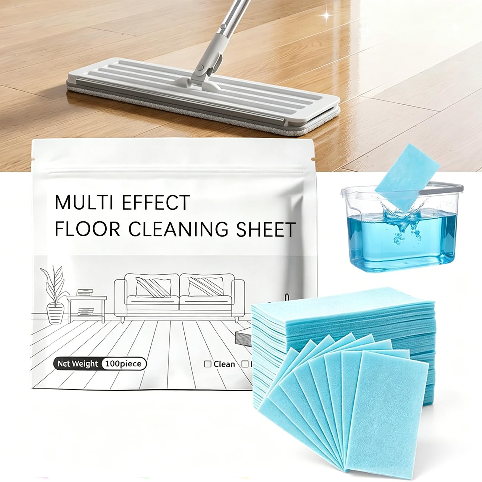 Photo 1 of 100pcs Multi-Surface floor cleaning tablets, multiple effect the floor clean, Water Soluble Floor Cleaner for Mopping for Hardwood, Laminate Floors, Wall Tiles, Glass