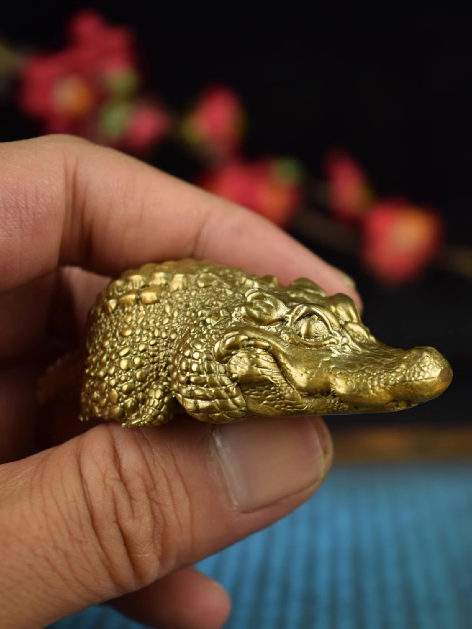 Miniaturowe Figurki Z Litego Mosiądzu, Figurki Krokodyla Z Brązu, Figurki Zwierząt, Rzeźby Na Biurko, Bonsai, Piaskownica, Dekoracja Samochodu, Akcesoria Do Nauki, Obciążnik Do Papieru
