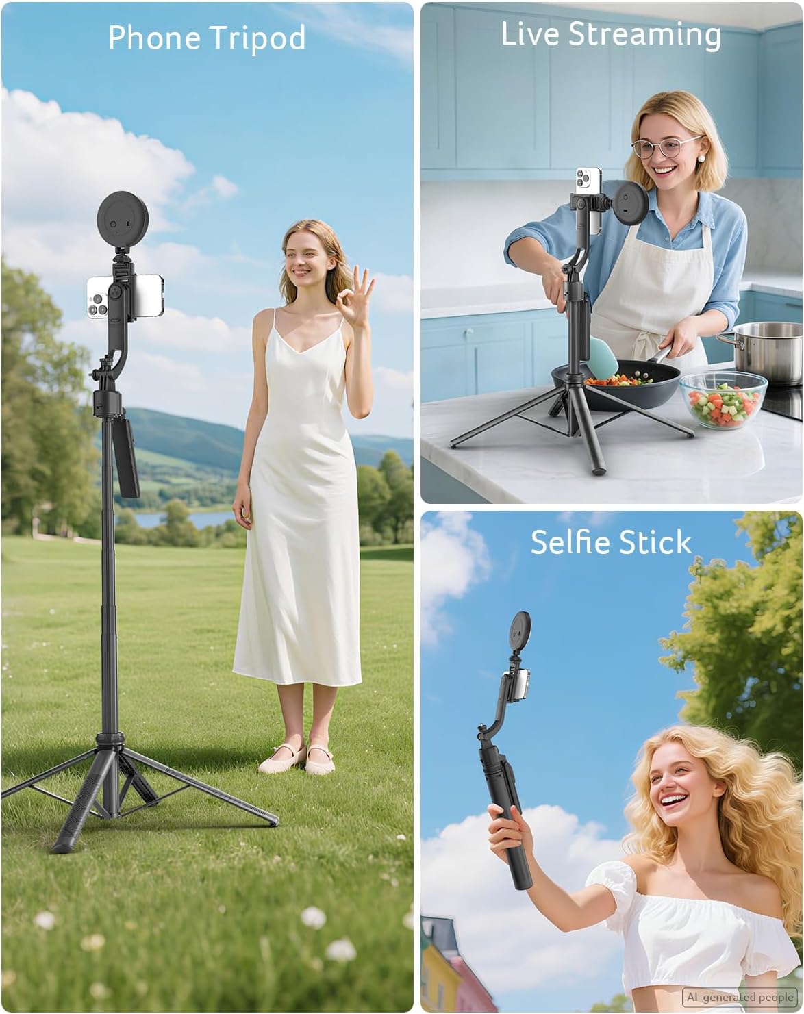 Treppiede per selfie per iPhone Acer, nero