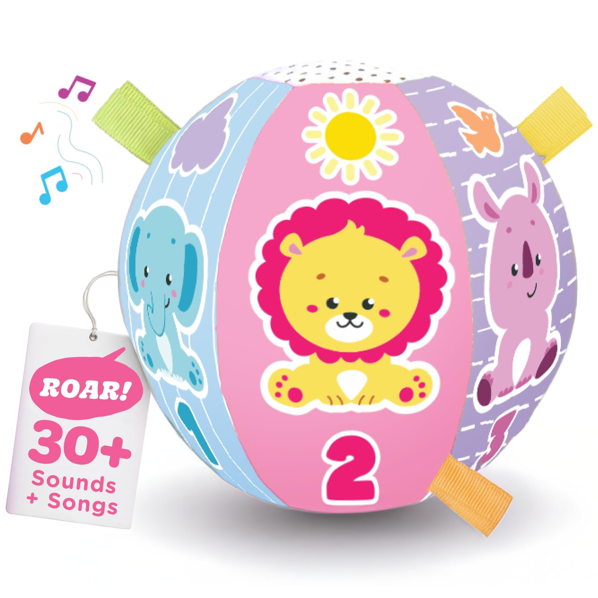 Move2Play, Hilariously Interactive Baby Ball with Music & Sound Effects | First Birthday Gift | Toddler Toy for Boys & Girls | Age 6, 9, 12, 18+ Month | 1, 2+ Year's Old (Baby Ball Pastel)