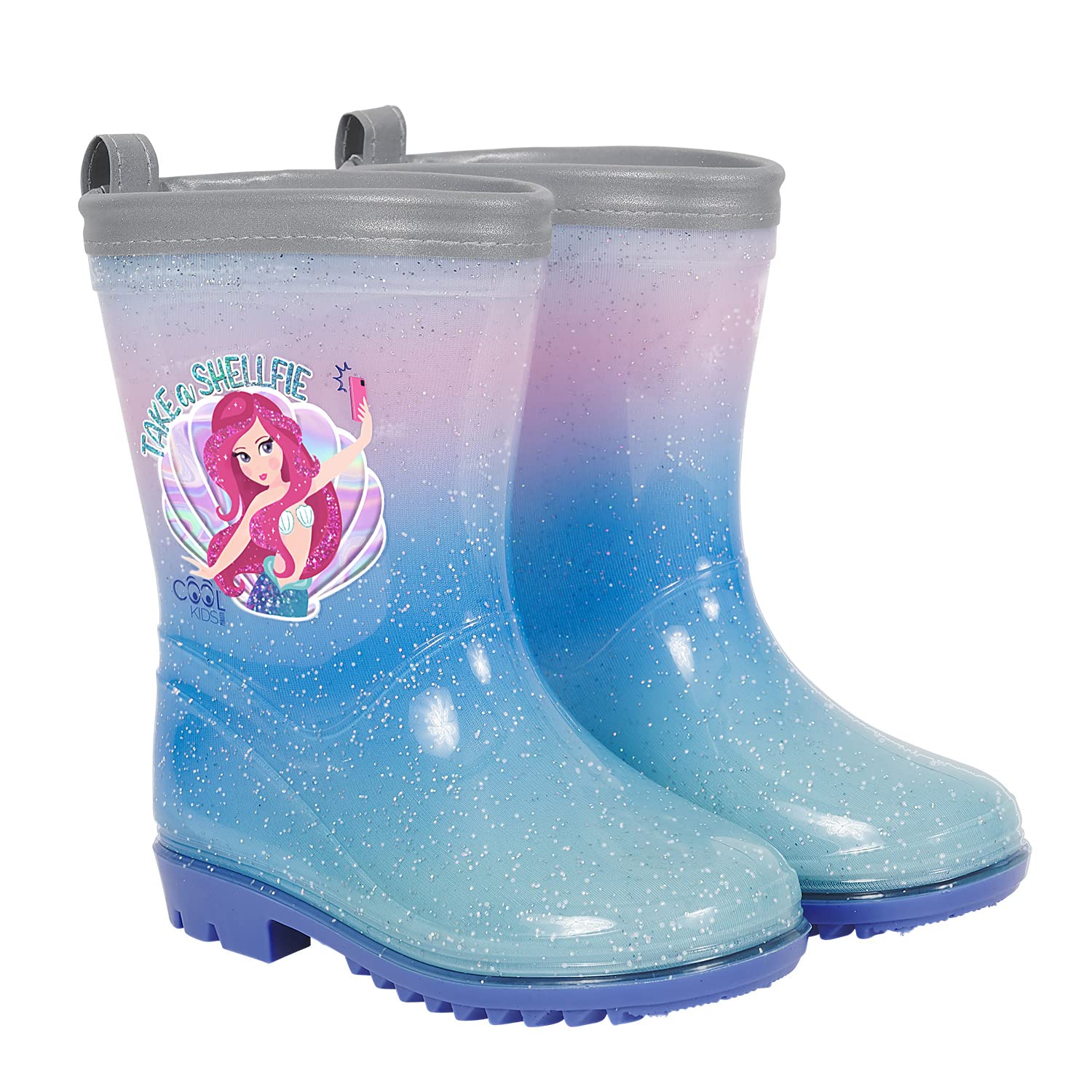 PERLETTI Bottines de Pluie Princesses Disney Enfant - Petites Bottes Imperméables Fille - Imprimé Cendrillon Raiponce Ariel - Semelle Antidérapante Rose et Cordon de Serrage