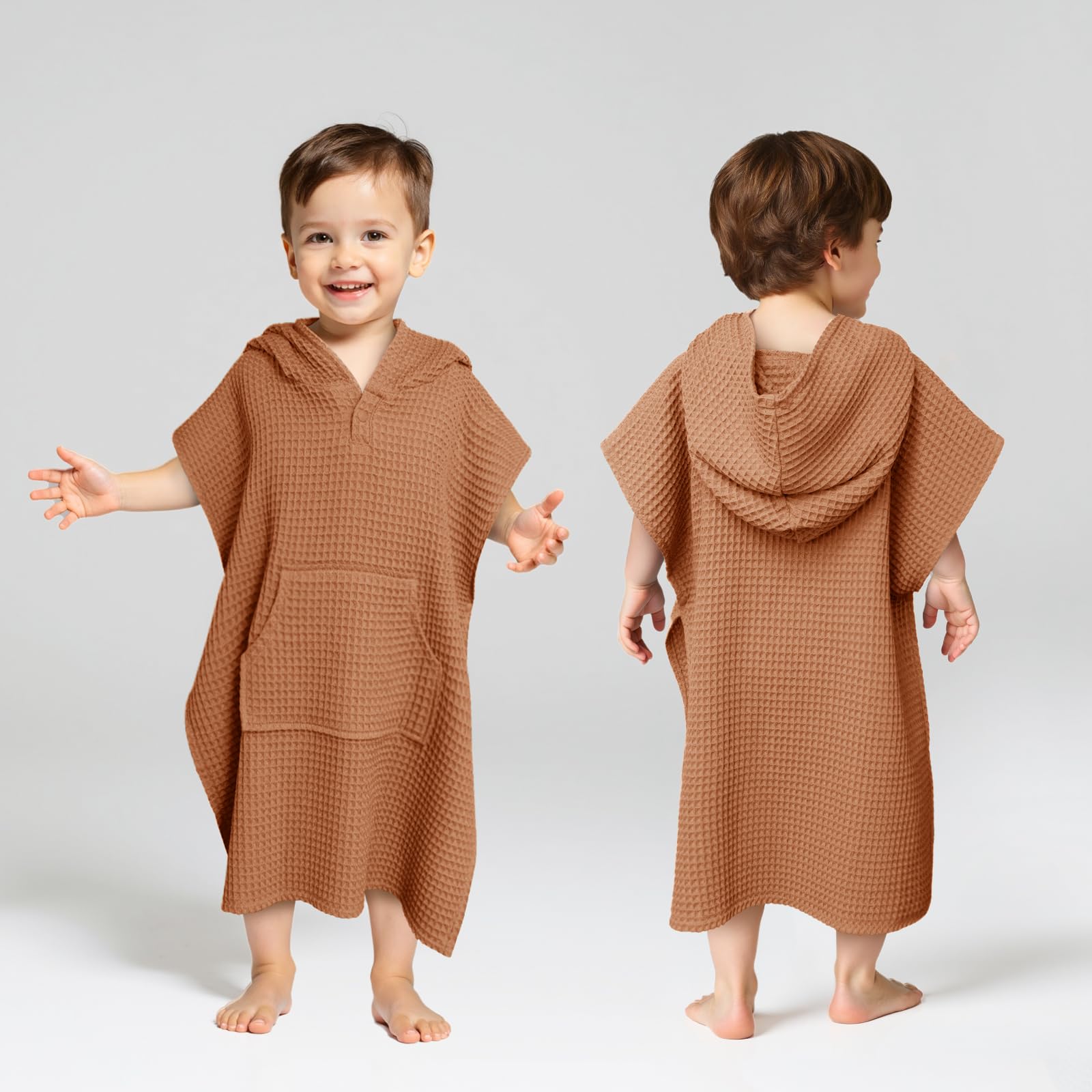 Zamlory Hooded Kids Beach Towel - Soft Poncho Towel for Babies and Toddler - Lightweight Waffle Cotton Towel Cover Up for Pool, Bath, Beach