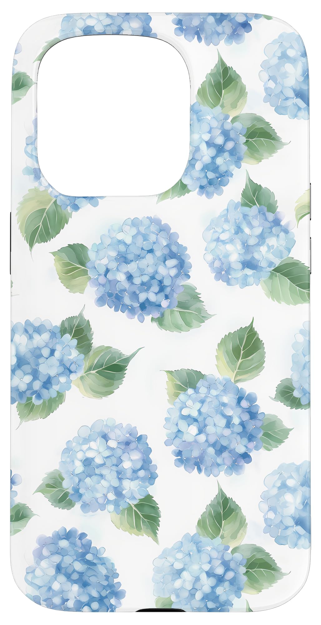 Blue Hydrangea Flower Coastal Preppy Floral East Coast White Case for iPhone 15 Pro