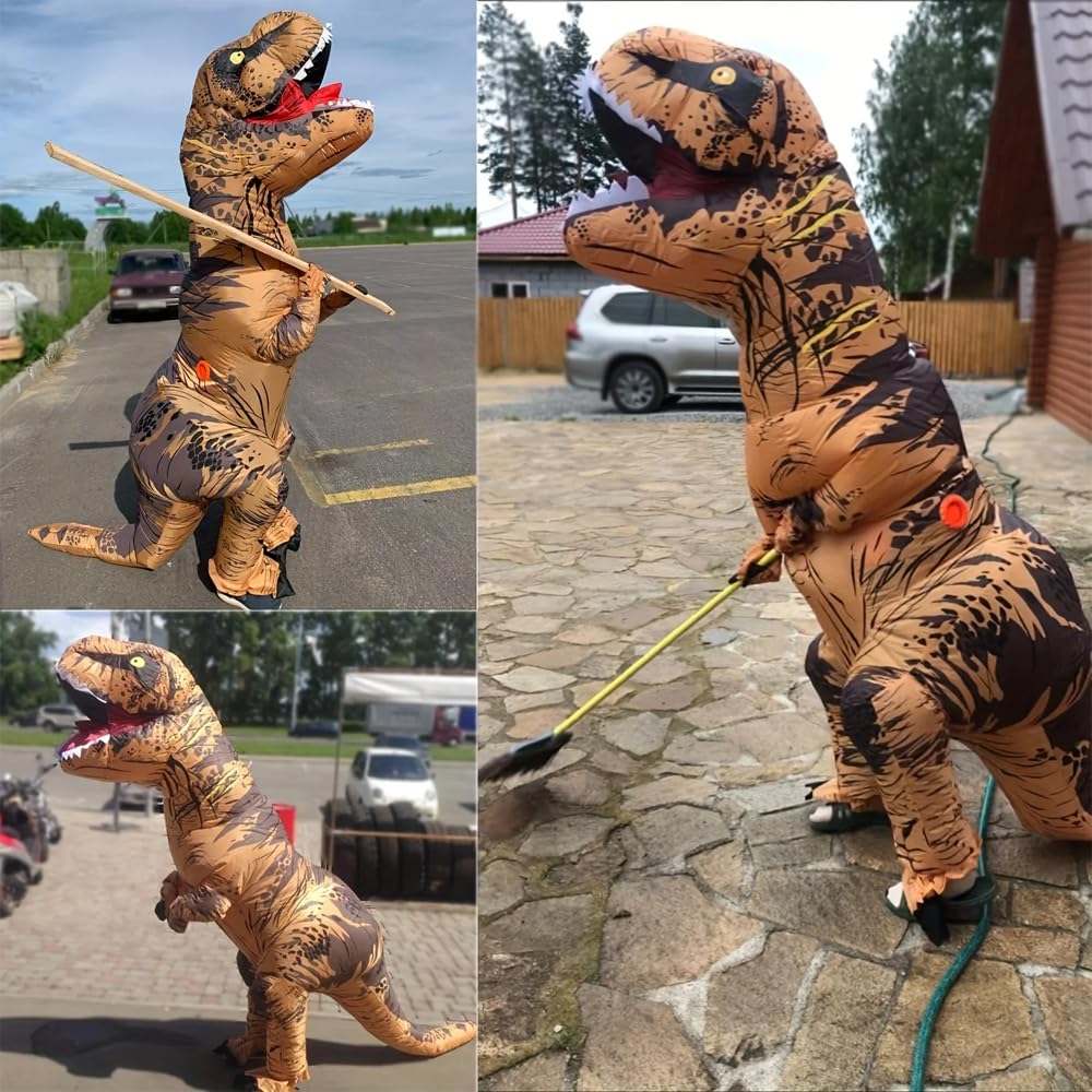JASHKE Costume da Dinosauro Gonfiabile per Adulto Costume Gonfiabile T-Rex Costumi di Carnevale di Halloween per Adulti