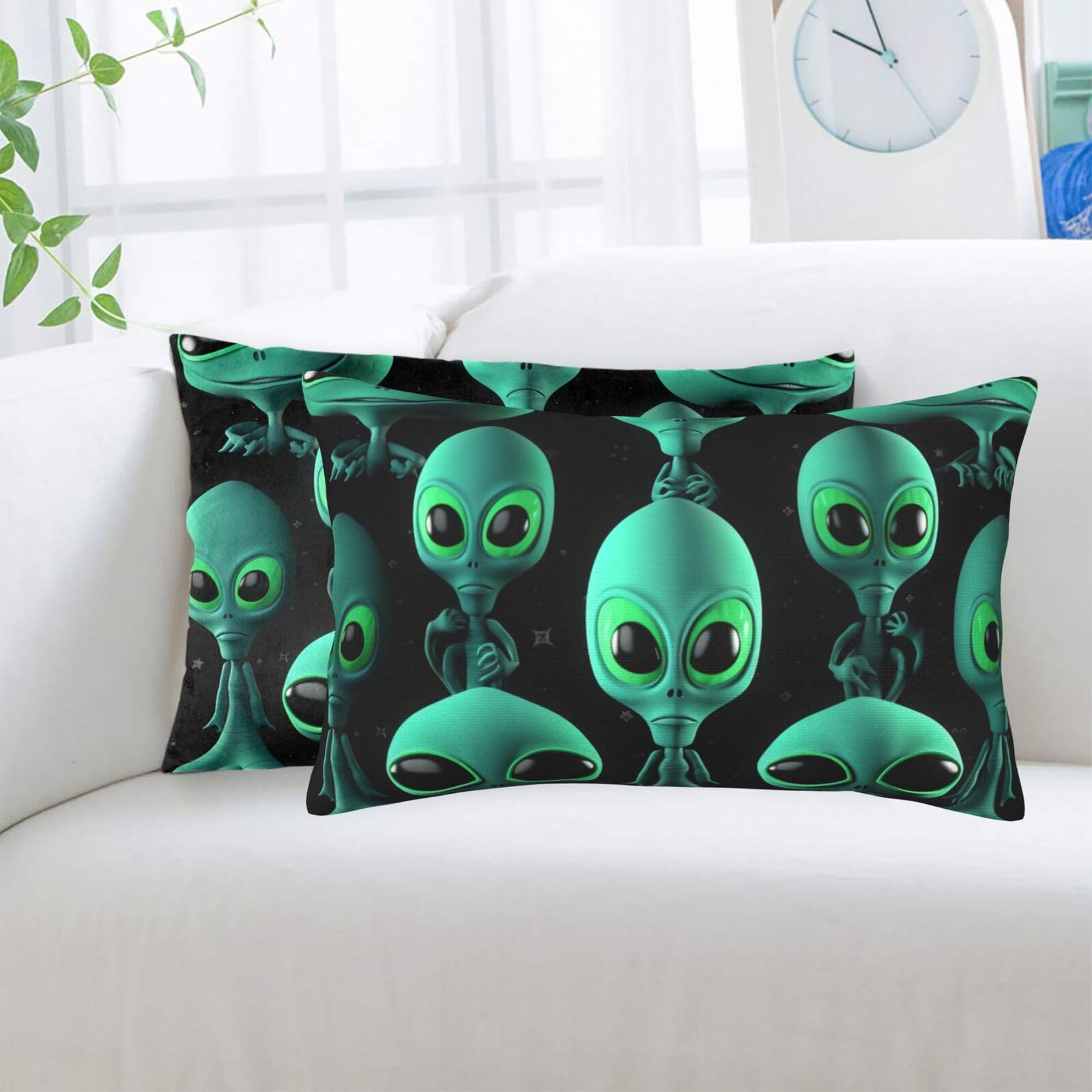 Aliens Standard Pillowcases Sets of 2, Ultra Soft Microfiber Plush Pillow Cases 20"X30" Comfort Decorative Throw Pillow Cover with Hidden Zipper for Bedroom, Sofa, Couch