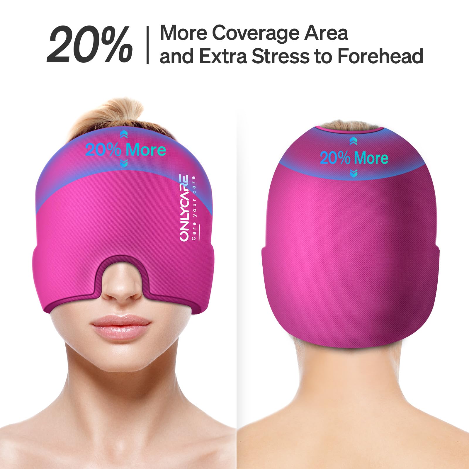 Onlycare Migraine Cap Bonnet, Poche de Glace en Gel, Masque de Glace Anti migraine rafraîchissant, Chapeau, Cold Therapy Relief