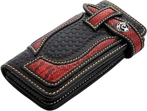 Cartera de cadena de piel de serpiente Cobra roja, Negro & rojo, Classic