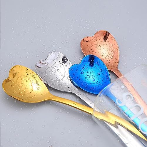 Miniatura 4 de Juego de 7 cucharas de acero inoxidable, cucharas en forma de corazón, cuchara de café, cuchara de postre, cucharas de helado, cucharas de té,