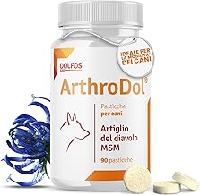 Dolfos Pets ArthroDol Integratore Articolazioni Cane, Antinfiammatorio e Analgesico Favorisce la Mobilità dei Cani Anziani 100% Naturale 90 Compresse