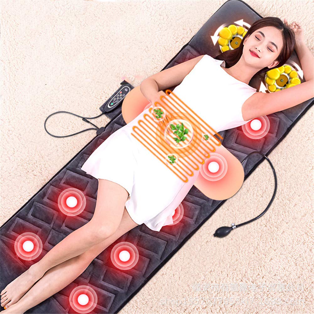 Cojín de silla de masaje con calefacción de cuerpo completo,Almohadilla de colchón de masaje vibratorio de amasamiento profundo,Estera de masaje de cuerpo completo para aliviar el dolor de cuello, esp
