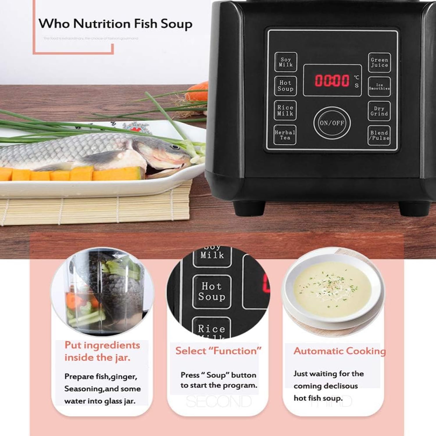 Licuadora Comercial súper silenciosa, Cocina Inteligente 5D y Limpieza automática, 8 Cuchillas de acción Ondulada de Acero Inoxidable, Pantalla LCD de Tiempo, para Batidos, Batidos, trituración de h
