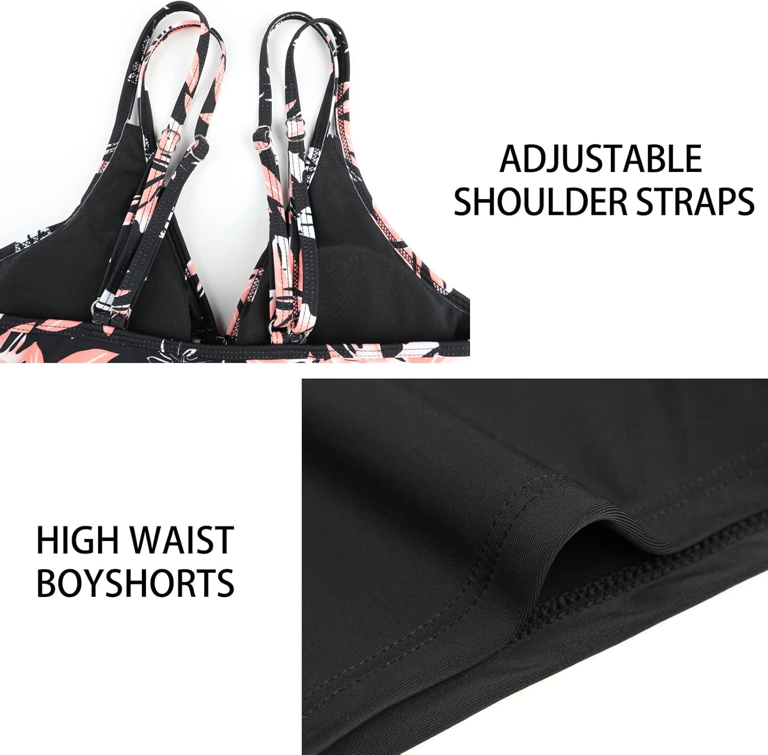 SEAFORM Women's Tankini Swimsuits Two-Piece Tummy Control Bathing Suits V-Neck Printing Swim Dress for Women with Boyshorts - Image 6