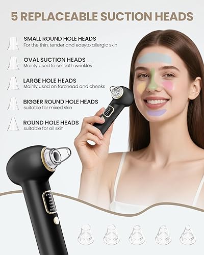Miniatura 2 de Aspirador removedor de puntos negros 2025, aspiradora de poros con 3 potencia de succión, 5 sondas, removedor de vacío de puntos negros para mujeres
