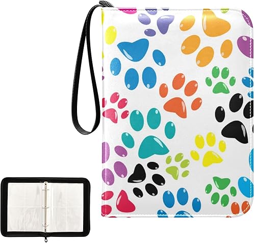 Miniatura 2 de Carpeta de tarjetas coleccionables Colored Paws con 4 bolsillos con 50 fundas extraíbles, carpeta de álbumes de tarjetas de 3 anillos con capacidad