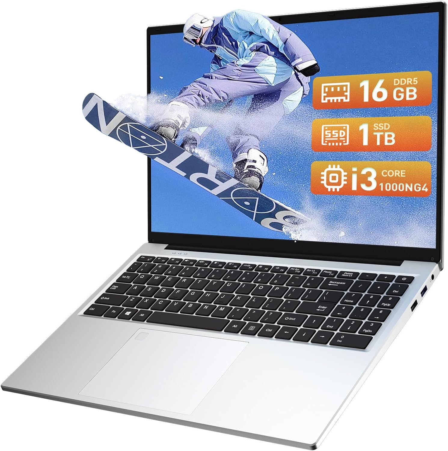16″ FHD Laptop Computer, i3 Processor up 3.2GHz, 16GB RAM 1TB SSD, WiFi 6 Bluetooth 5.3, Full-Function Type-C, Backlit Keyboard, Fingerprint, Win11 Pro, Laptops Notebook for Home Student Study
