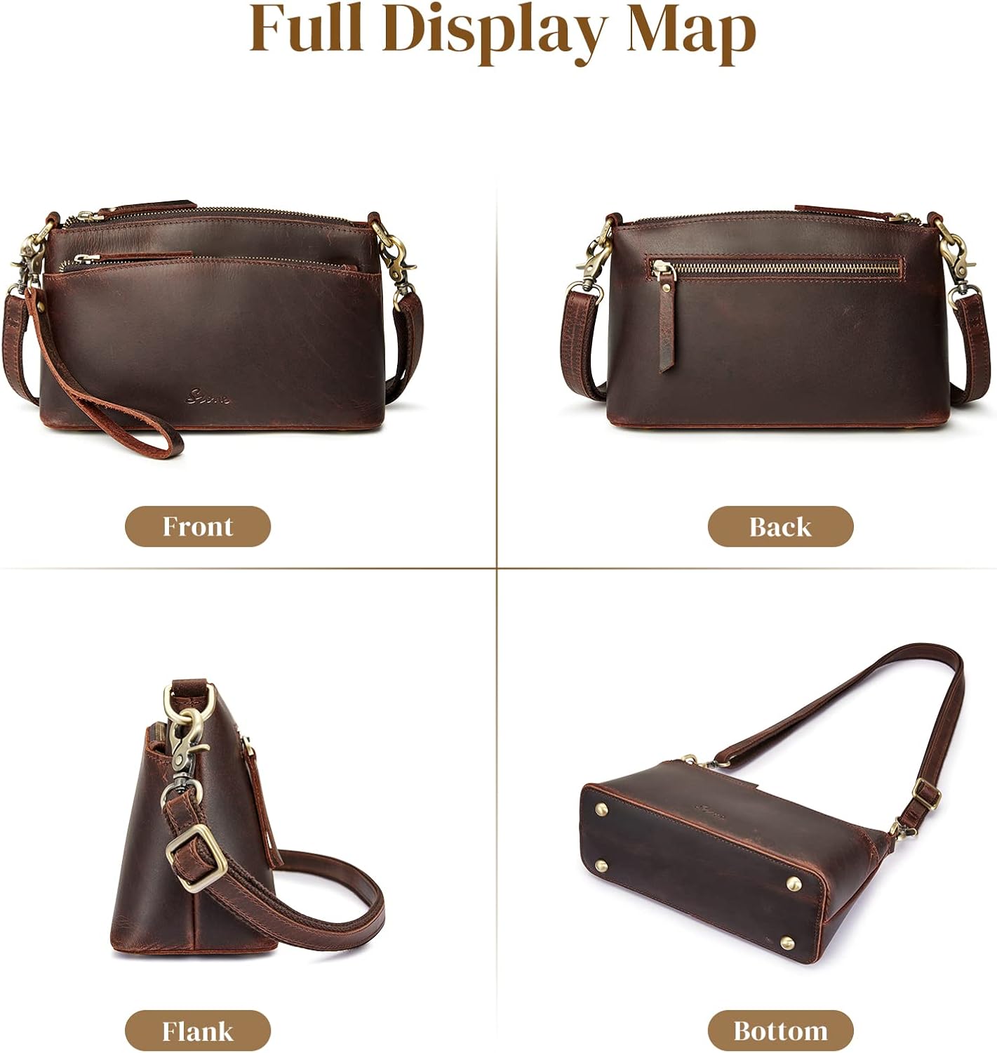 S-ZONE Small Genuine Leather Crossbody Bags for Women Purse and Handbag Wristlet - Image 8