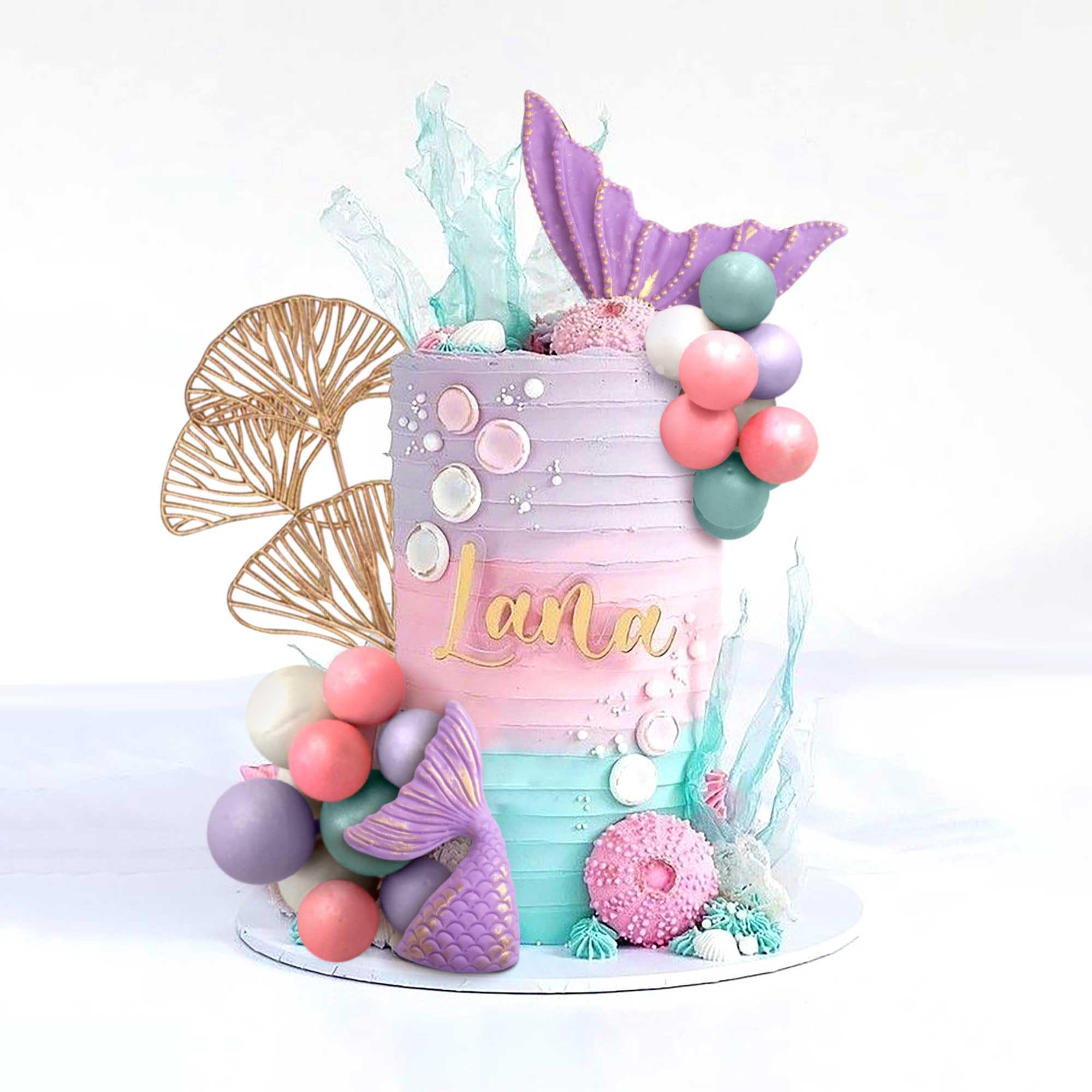 LaVenty Purple Mermaid Tail Cake Topper Under the Sea Cake Decoration Balls Cake Topper Mermaid Tail Cake Toppers Mermaid Party Supplies
