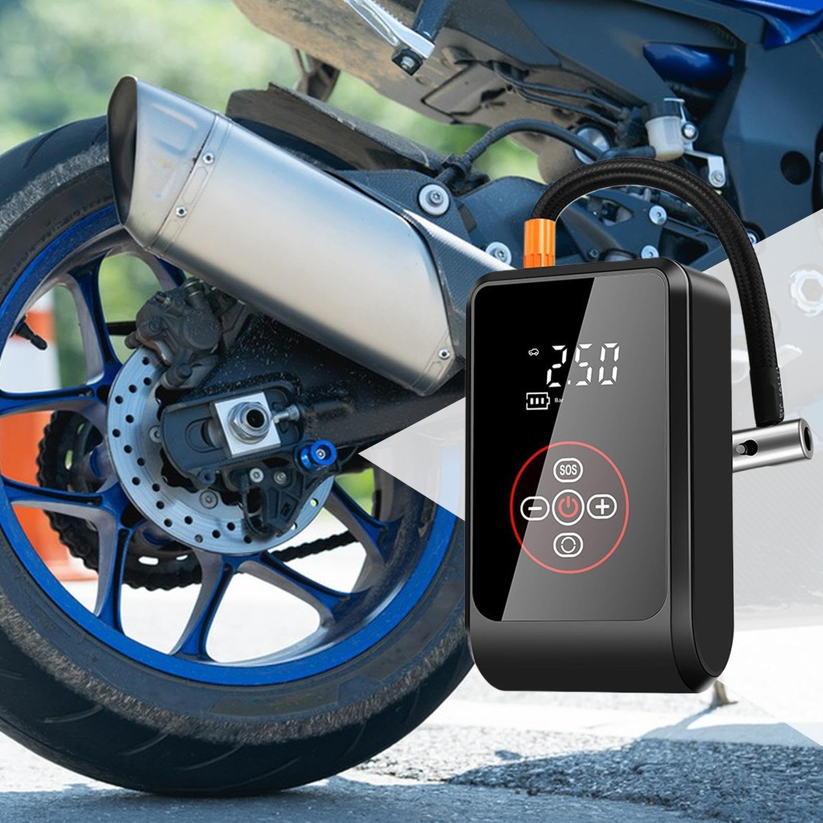 Gonfiatore Pneumatici Portatile Pompa Ricaricabile Auto con e Schermo LED