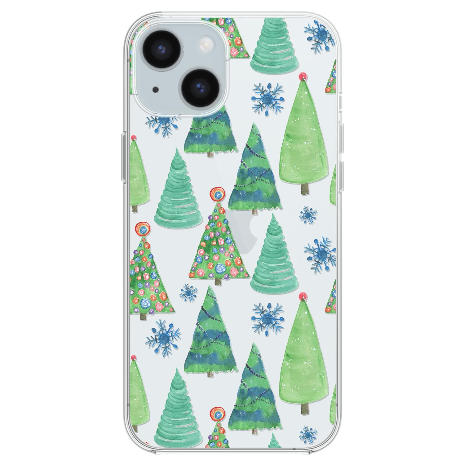 Blingy's Compatible for iPhone 15 Case, Cute Christmas Pattern Winter Snowflakes Design Transparent Soft TPU Protective Clear Case 6.1 inch (Christmas