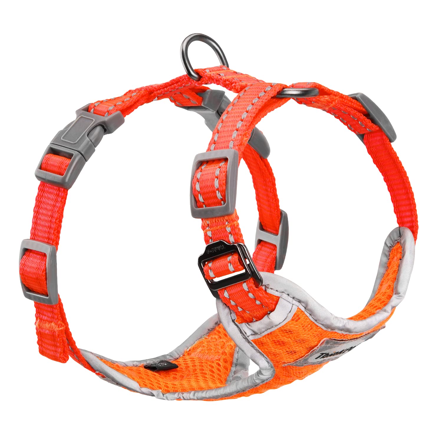 ThinkPet Reflective Breathable Soft Air Mesh No Pull Puppy Choke Free Over Head Vest Ventilation Harness for Puppy Small Medium Dogs (Red,L) — view 6