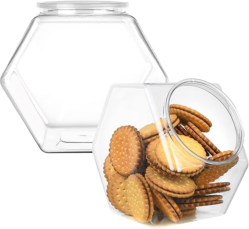 Miniatura 8 de DilaBee Paquete de 2 tarros de plástico para galletas, tarro grande de 1.5 galones para aula, cocina y escritorio de oficina, tarros de plástico