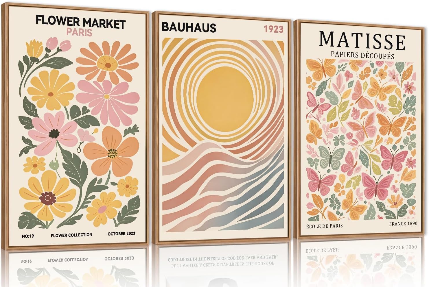 TOARTi Matisse Wandkunst,Boho Abstrakte Poster Mitte Jahrhundert,Moderne Leinwand Wanddekoration,Blumen Leinwand Kunst Druck Wohnzimmer Schlafzimmer Büro Boho Deko Poster 3er Set 30x40cm