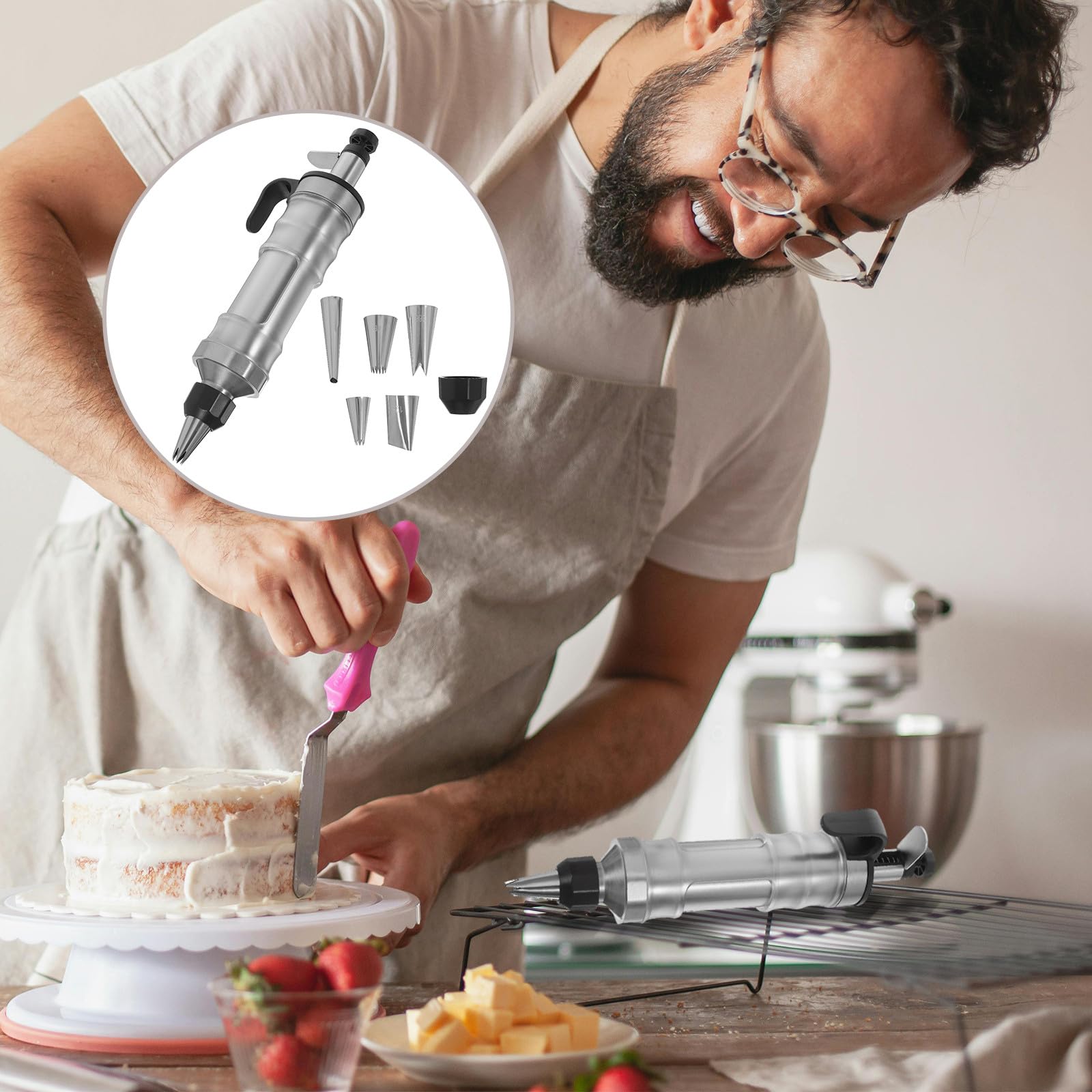 Kekspresse Praktisches Werkzeug aus Edelstahl mit Ergonomischem Griff und Antihaftbeschichtung zum Kuchenbacken und Dekorieren für Zuhause und Selbstgemacht