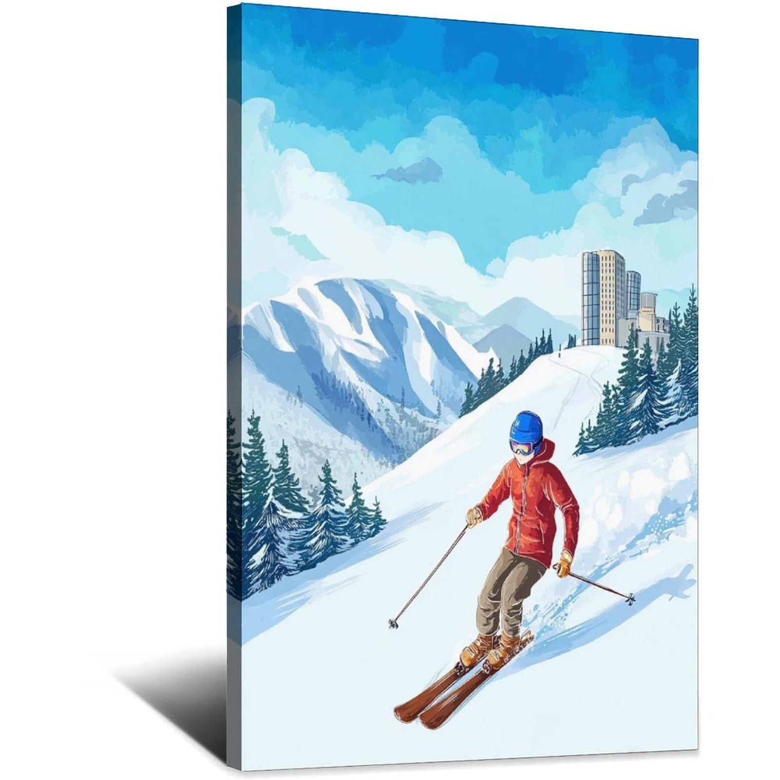 iPuzou Sestriere Italy Ski Posters 20x30inch(50x75cm) Vintage Watercolor Canvas Art