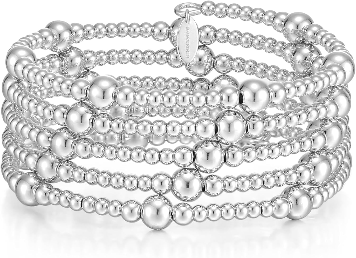 Layer Gold Bead Bracelet for Women and Girls 14K Gold Plated Stretchable beaded Bangles Adjustable Open Stackable Gold Ball Bracelet