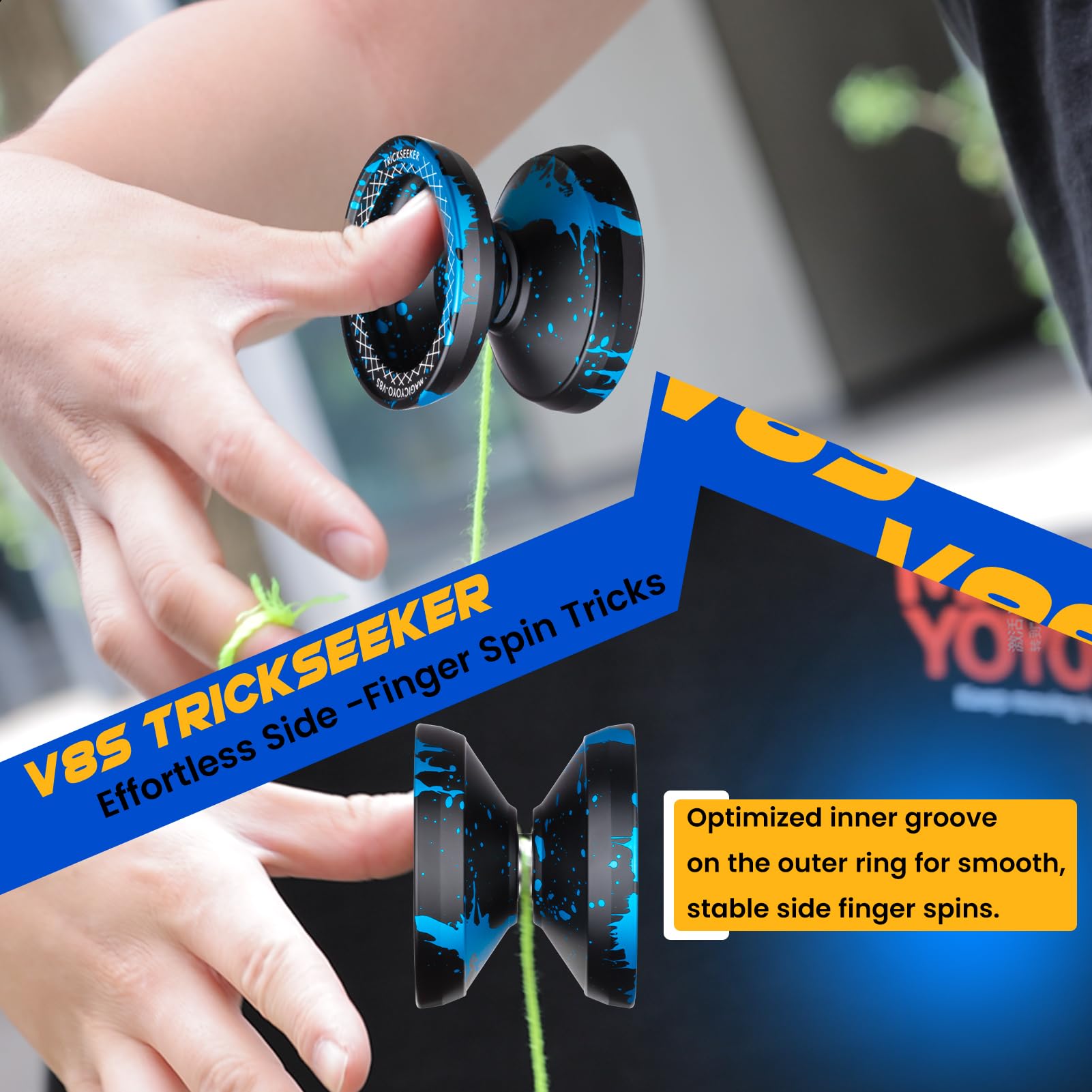 MAGICYOYO JoJo V8S Yoyo professionnel Finger Spin Yoyo pour débutants et confirmés, yo-yo réactif pour enfants à partir de 8 à 12 ans, yoyo truck en alliage d'aluminium robuste avec paquet de MAGICYOYO JoJo V8S Yoyo professionnel Finger Spin Yoyo pour débutants et confirmés, yo-yo réactif pour enfants à partir de 8 à 12 ans, yoyo truck en alliage d'aluminium robuste avec paquet de