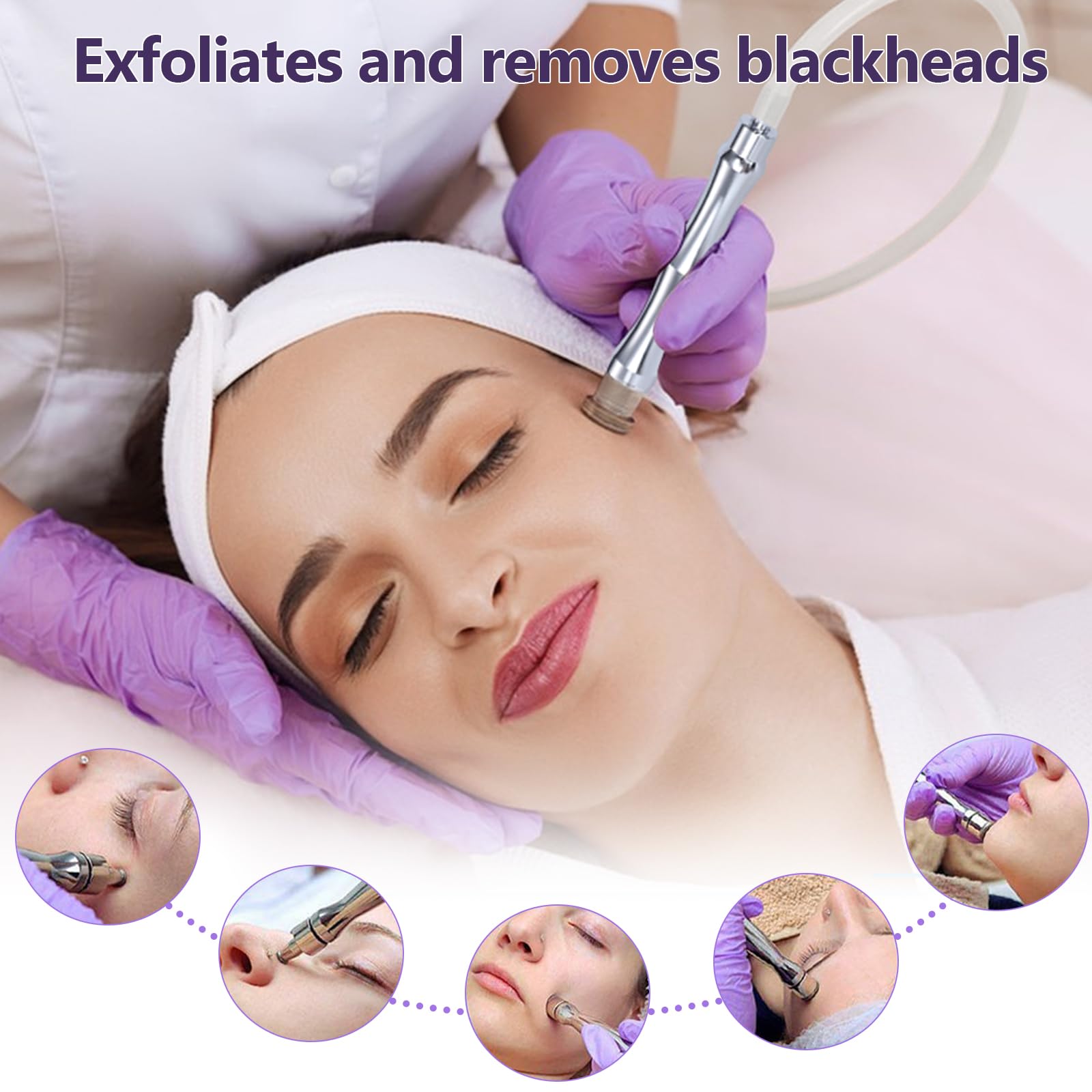 2 in 1 Microdermoabrasione, Aspiratore Punti Neri con 9 Teste di Diamante | Dispositivo professionale Microdermoabrasione, dispositivo per per Pulizia Viso, 65-68 cmHg
