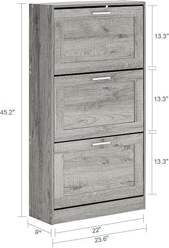 Miniatura 2 de Haotian FSR137-L-HG, armario de zapatos gris con 3 cajones, zapatero de almacenamiento de zapatos