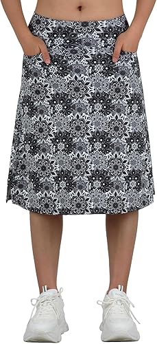 Miniatura 2 de Faldas cortas de longitud midi para mujer con 3 bolsillos, faldas modestas de 24" hasta la rodilla para mujer