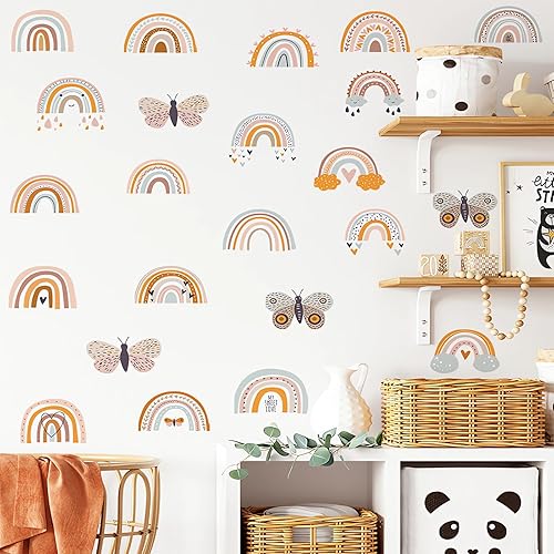 Miniatura 1 de 12 hojas de 72 calcomanías de pared de mariposa arcoíris marrón y gris, calcomanías de pared de arte de bricolaje, removibles, para niños,