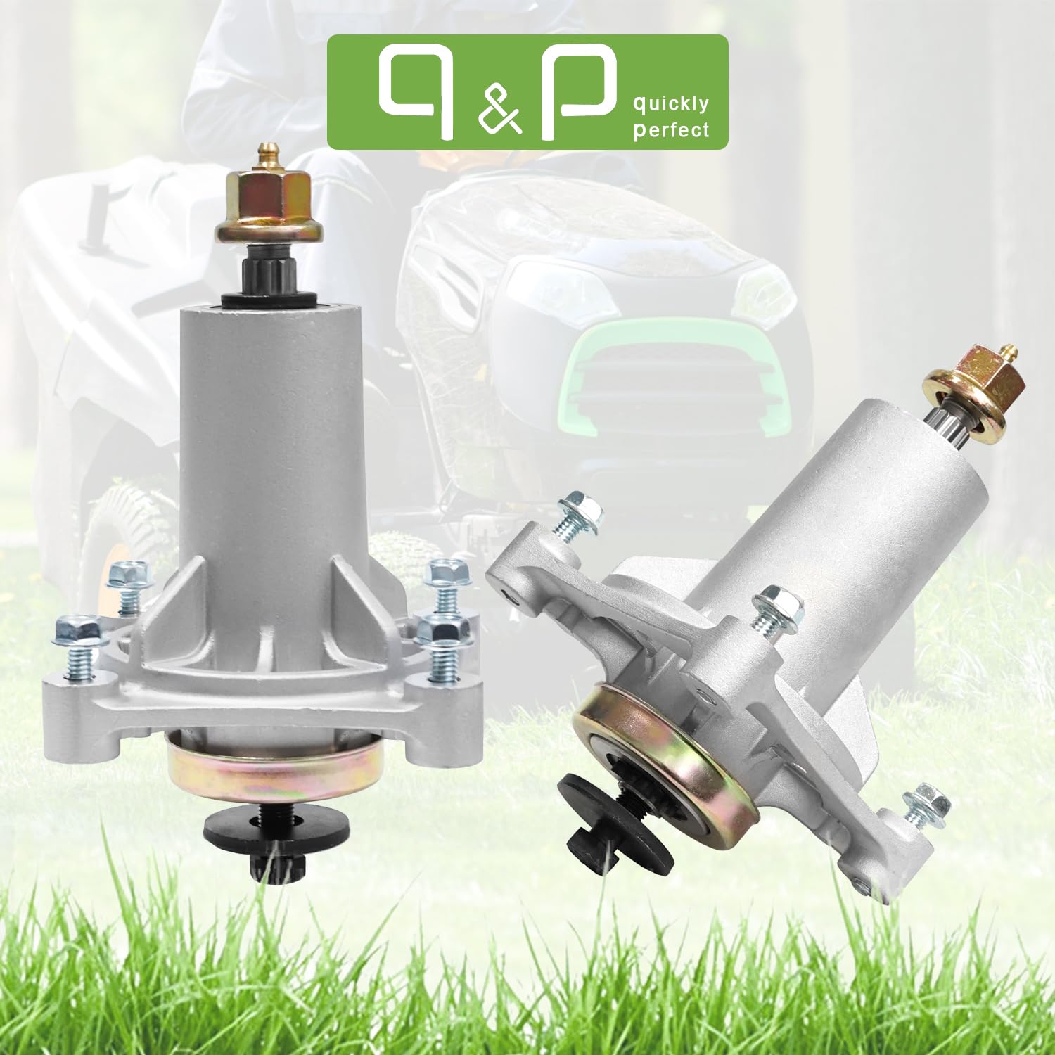 q&p Soporte de montaje de husillo sustituye a 187292, 587819701,532187281, 539112057, 587125401 compatible con 606140, XT22H48YT, 96051004500, AYP 106.7 cm, 116.7 cm. 8 cm / 12 cm. Cubiertas de 0.75 y