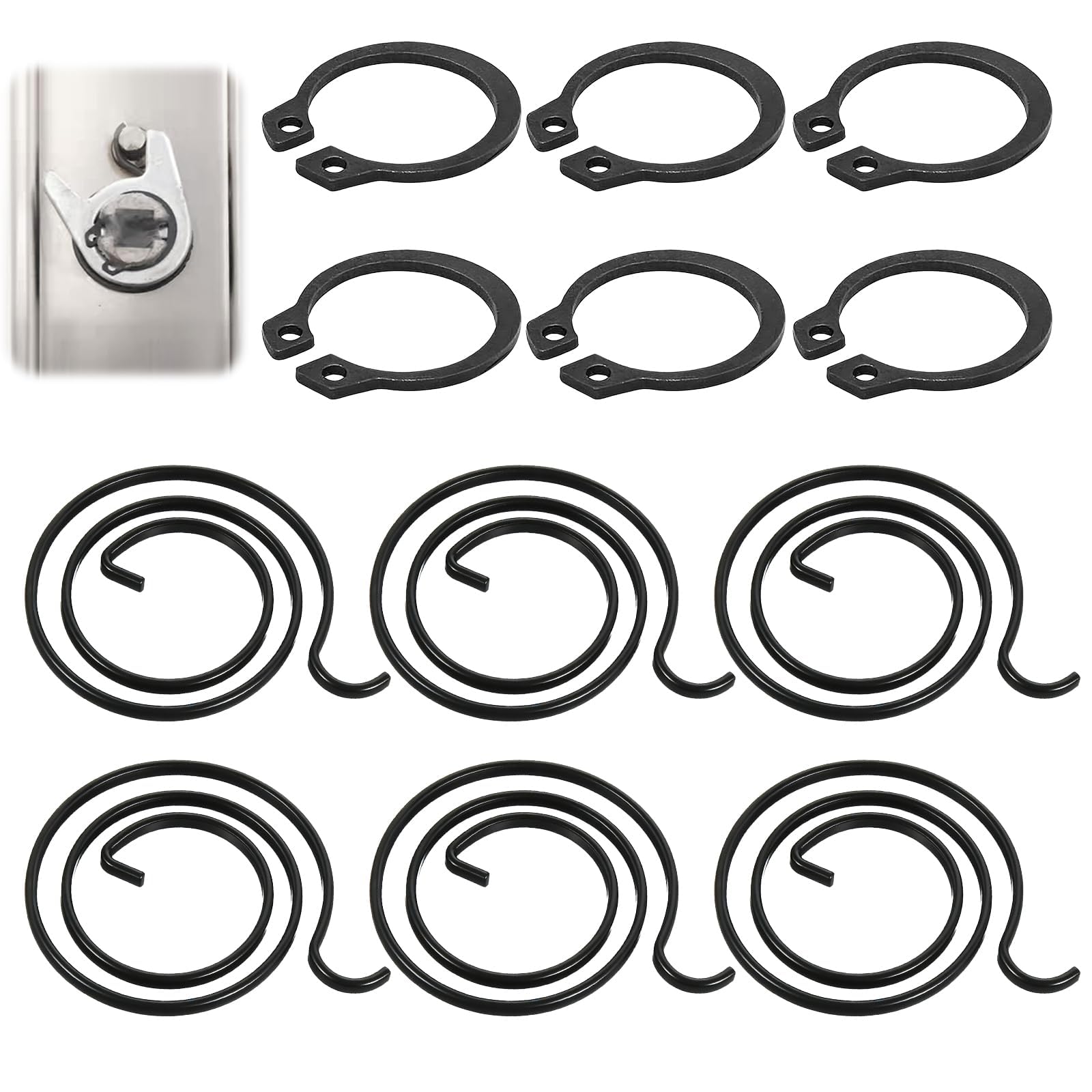 YEVON 6 Set Door Handle Spring Replacement Kit – 2.5 Turns 2mm Thick Door Handle Spring Repair Kit for Internal Door Handles – DIY Fix Kit for Sagging or Loose Door Latch Handles