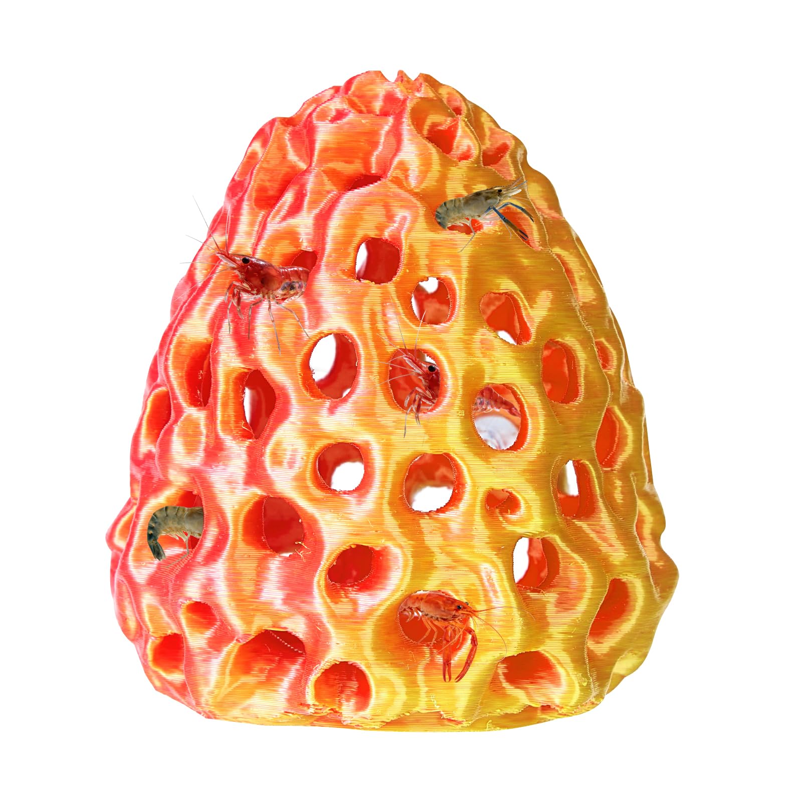 Boxili Shrimp Dome Hide, Shrimp Hides for Aquarium, Betta Fish Hideout with Suction Cup, Betta Habitat Tank Ornament Accessories, Aquarium Decor for Small Fish Guppy Hiding Resting (Pink Yellow)