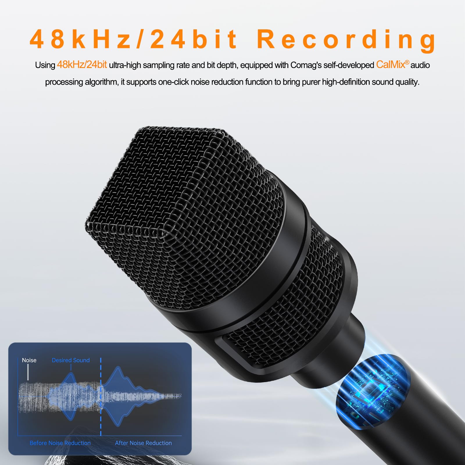 COMICA Revo S - Micrófono de mano inalámbrico para iPhone, micrófono de entrevista USB C, grabación de audio de 48 kHz/24 bits, batería de 15 horas, micrófono de smartphone para creador de contenido