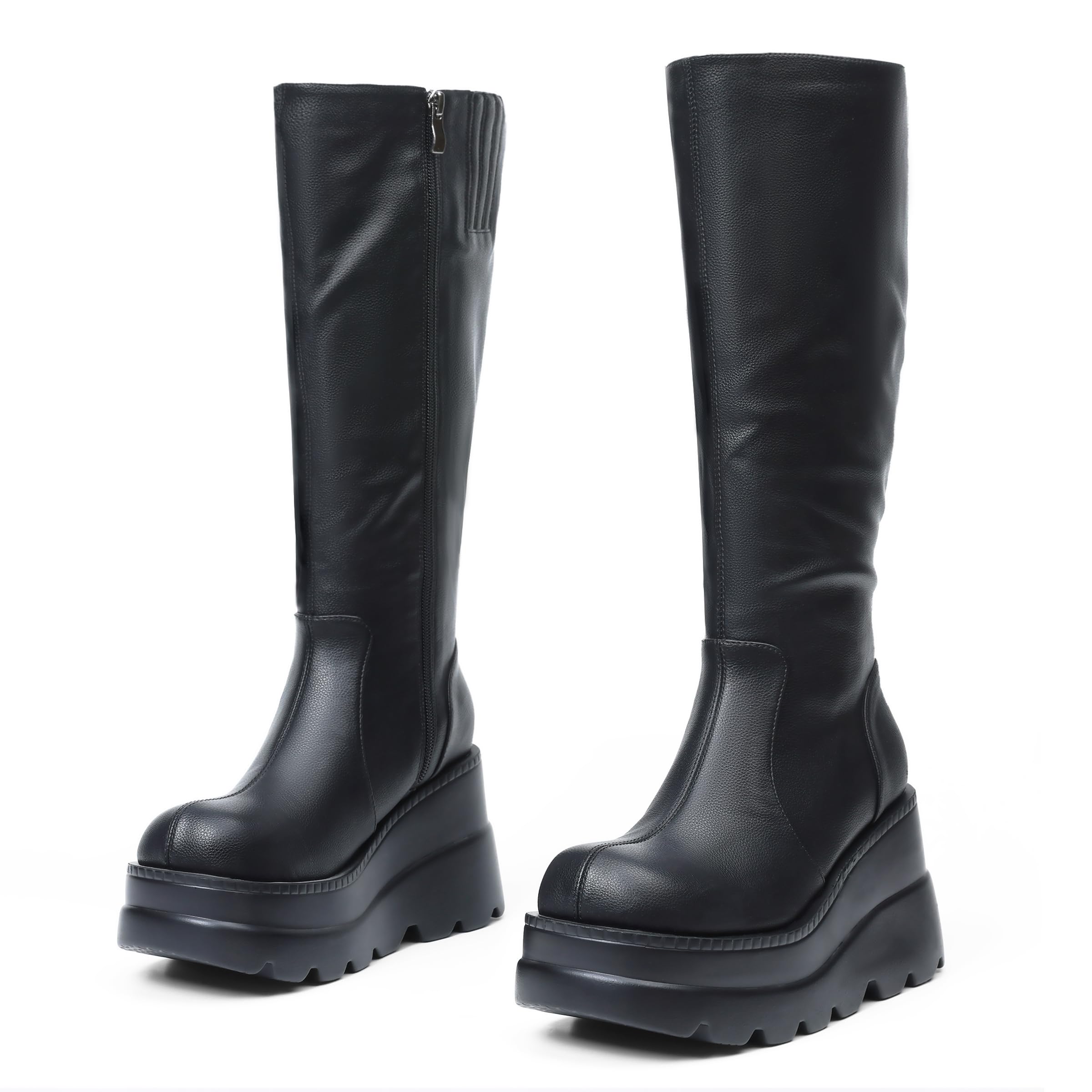 こ*ん様 both platform boots 41 CELNEPHO Womens High Platform Mid Calf Wedges Chunky High Heel