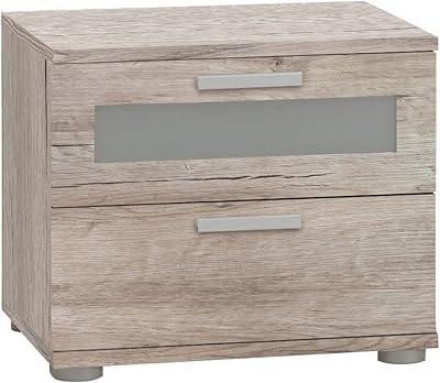 WOHNLING Rollcontainer Akazie Massivholz Design Schubladenschrank für