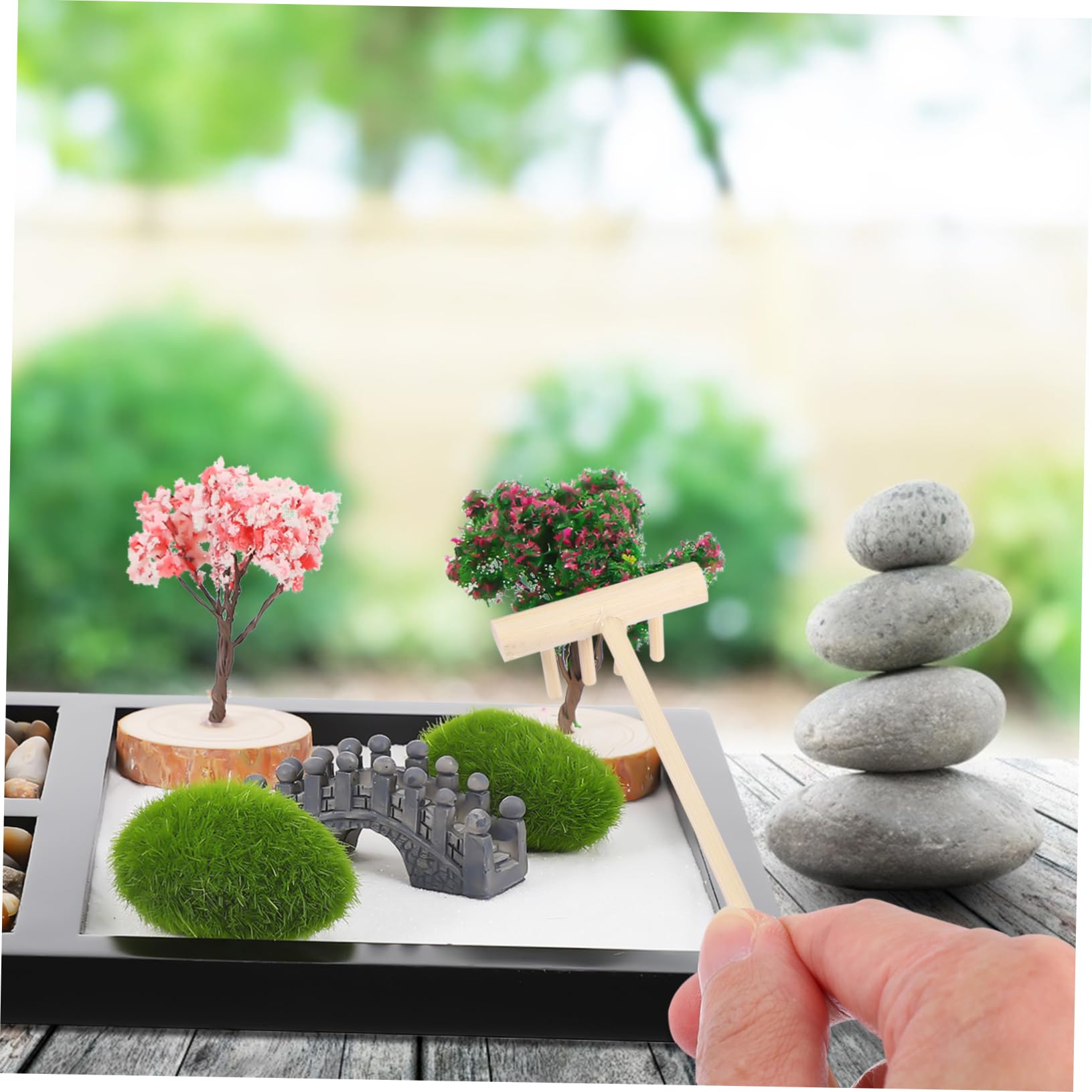Zen Garden - Mesa de arena con soporte de incienso de loto, vela de estatua de Buda y quemador de incienso para escritorio, ambiente perfumado, perfecto para relajación y meditación