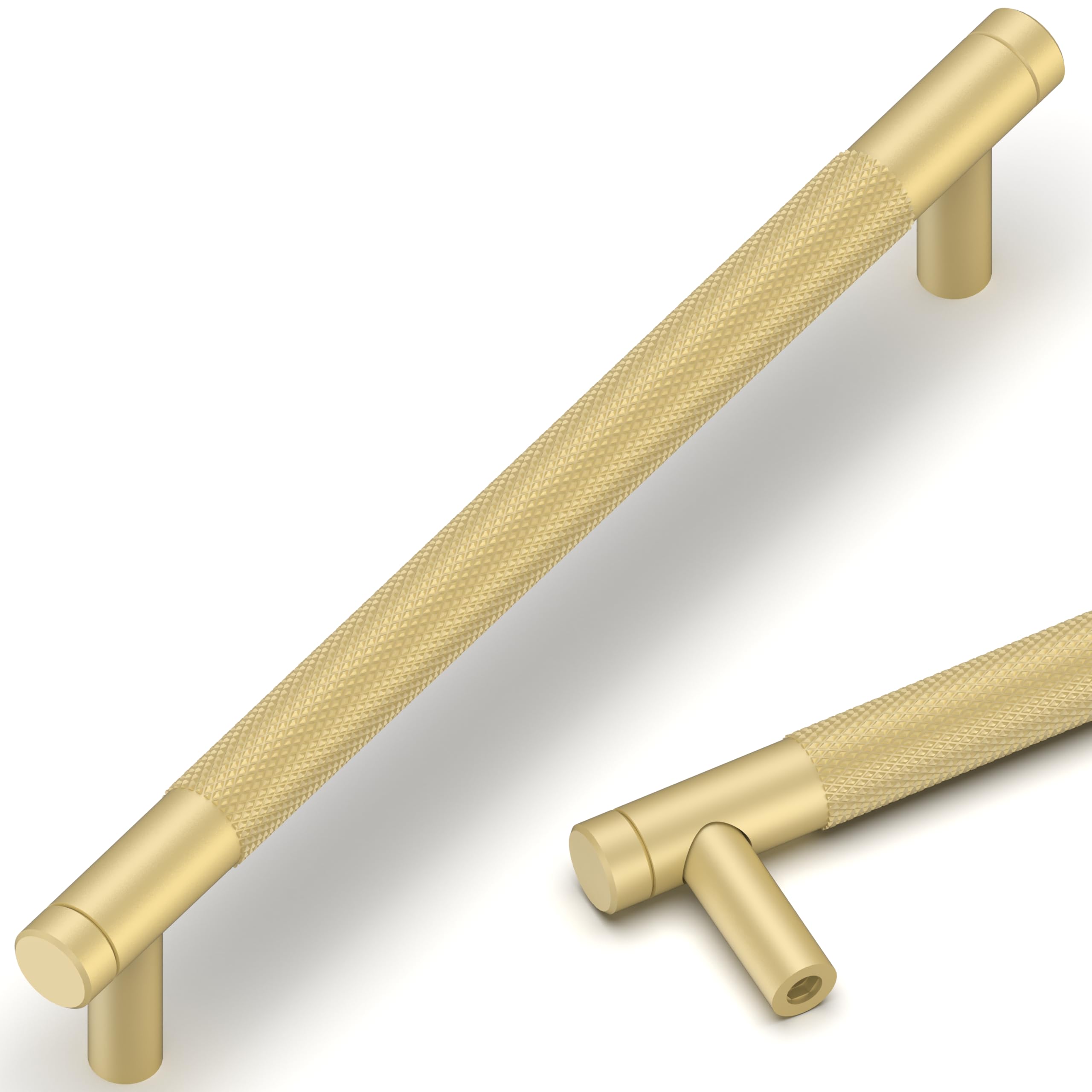 Talentedeco 10 Pack Brushed Gold Cabinet Pulls, 160mm(6.3 Inch) Center to Center Hole Center, Kitchen Cabinet Handles for Drawer Dresser, Cupboard and Wardrobe