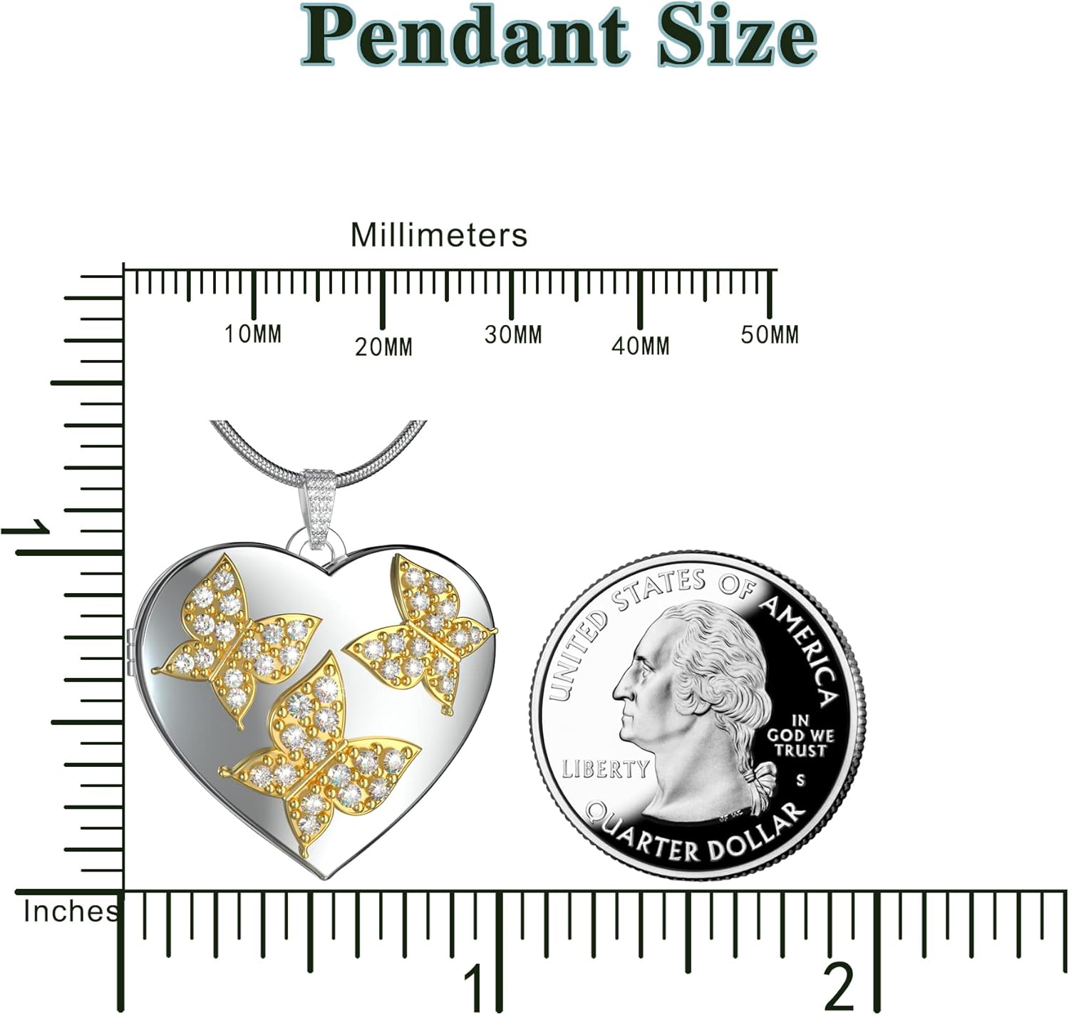 Miniatura 4 de Fanery sue Butterfly Locket Necklace with Picture Inside, Forever in My Heart Locket That Holds 2 Photos Personalized Heart Lockets Pendant Jewelry