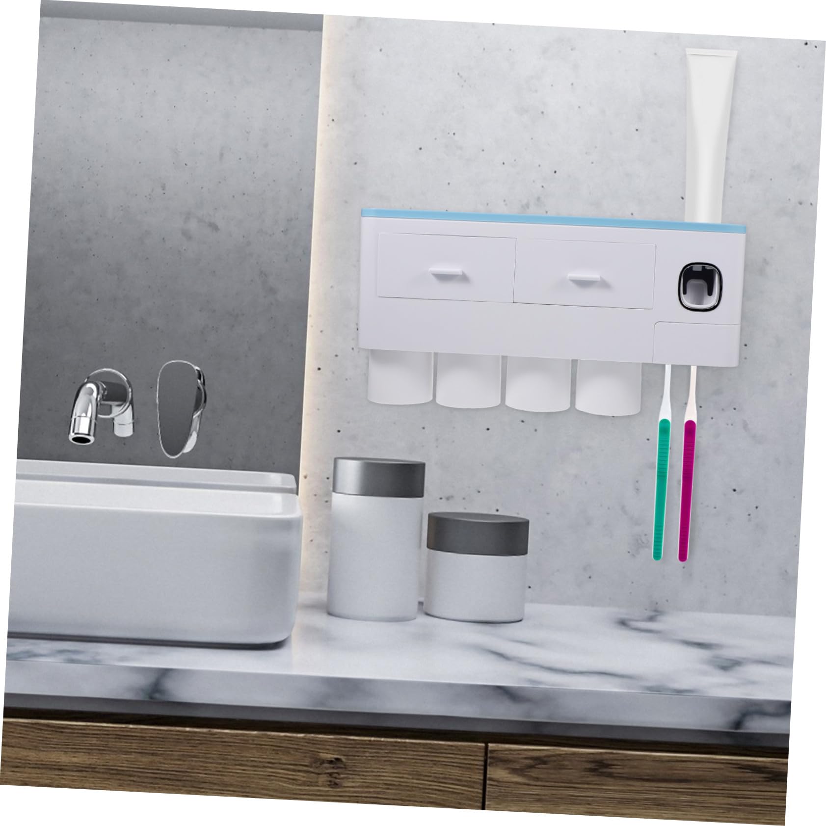 PRETYZOOM Soporte para Cepillo De Dientes Organizador De Baño Estante De Almacenamiento Fácil Adherencia
