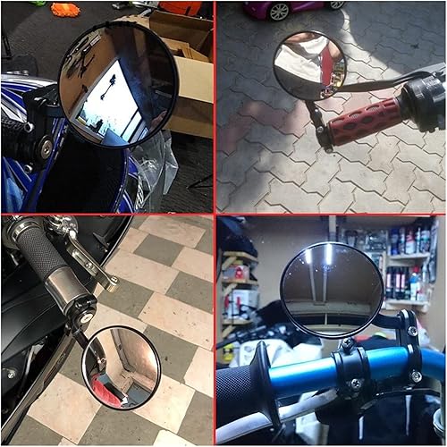 Miniatura 7 de Espejo retrovisor de motocicleta de 3 pulgadas redondo plegable para Yamaha XSR 900 TDM 900 MT125 MT01 MT03 MT25 YBR 125 (color azul, tamaño normal)