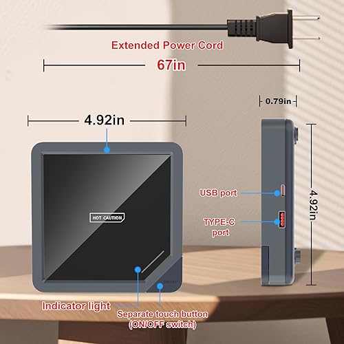 Miniatura 3 de Calentador de taza de café con 2 puertos de carga USB calentador de cera de vela de apagado automático, accesorios de café para bebidas calentadas